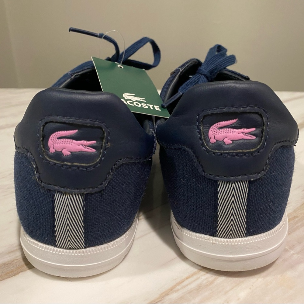 Lacoste Canvas Sneakers Womens Size 9 Blue White Logo No Box Tennis Shoes NWT - Picture 5 of 8